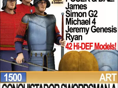 Conquistador Swordsman Props Poser Daz A 1500 3D model