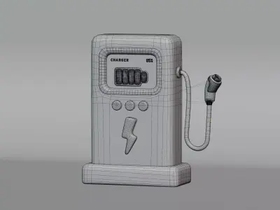 Cartoon Electric Vehicle Charging Station Low-poly 3D model