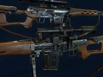 SVD - Dragunov Sniper Rifle  Low-poly 3D model