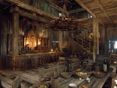 Pirate Tavern Environment Low-poly 3D model