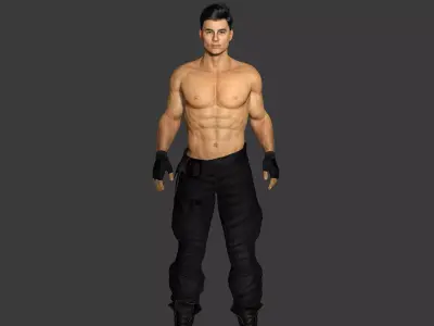 AAA 3D REALISTIC CHARACTER -HANDSOME MUSCULAR  MILITARY SURVIVAL Low-poly 3D model