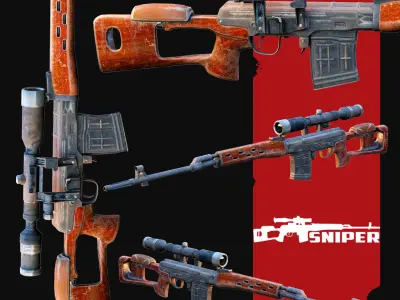 Draganov Sniper Low-poly 3D model