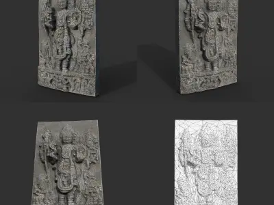 India Temple Wall modular Ultra HD 16K Texture - 221007 Low-poly 3D model