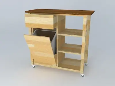 Butcher Block Basic Kitchen Cart Free 3D model