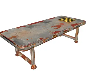 Rusty Distressed Metal Bench Low-poly 3D model