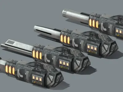 Railgun set Low-poly python futuristic weapon Low-poly 3D model