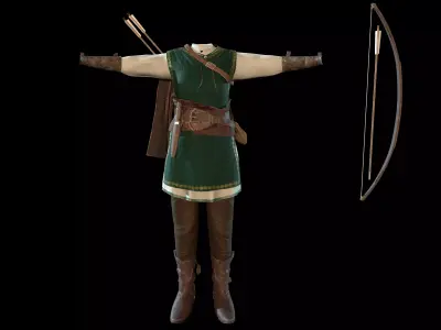 Low Poly Realistic outfit of Archer Women Low-poly 3D model
