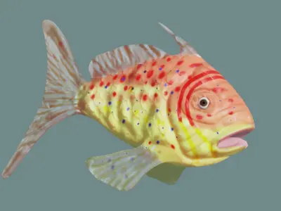 goldfish lowpoly fish Low-poly 3D model