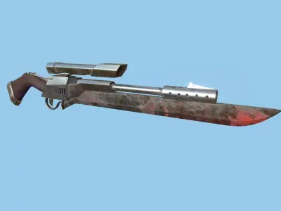 Sniper Gunblade 02 Dirt Blood - Character SciFi Design Low-poly 3D model