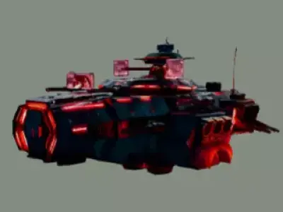 Cyberpunk Galactic Cruiser - Heavy Assault Space Warship 3D model