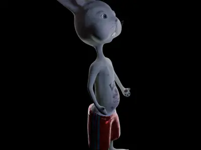 GangstaBunny bunny with tattoos and shorts Low-poly 3D model