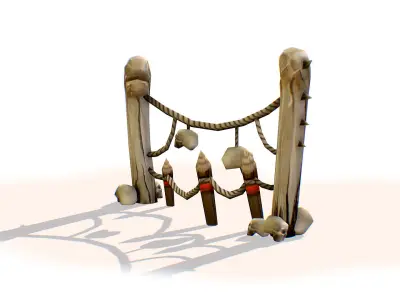 Handpaint Cartoon Bone Memorial Totem Symbol Low-poly 3D model