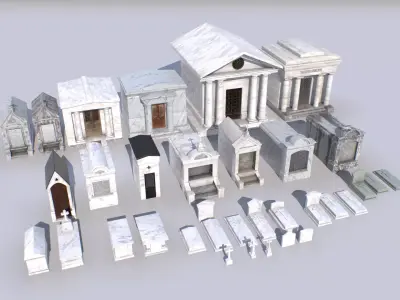 Mausoleums Tombs and Graves pack 1 Low-poly 3D model