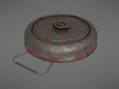 Landmine old rusty metal plate Low-poly 3D model