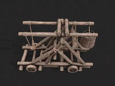 Medieval Siege Catapult 1 Low-poly 3D model