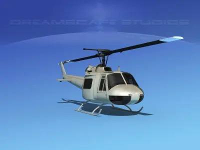 Bell UH-1B Iroquois Unmarked Military 3D model
