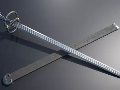 South German Landsknecht Katzbalger circa 1500-1550   Low-poly 3D model