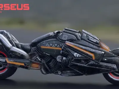 Lowpoly Military Motorcycle - Perseus Bike Low-poly 3D model