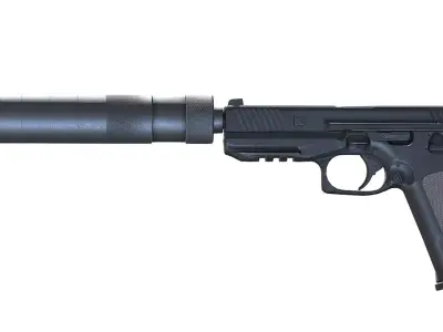 Pistol PL 15 PL15 Lebedev Semi-Automatic Black Weapon Silencer Low-poly 3D model