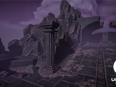 Fantasy Modular Combat Arena Environment - UE project Low-poly 3D model