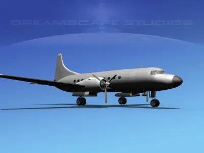 Convair CV-340 Bare Metal 3D model