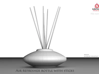 Air refresher bottle with sticks Low-poly 3D model