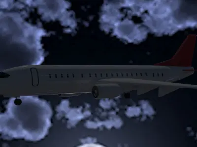 Aircraft LowPoly passenger airplane flying in sky Low-poly 3D model