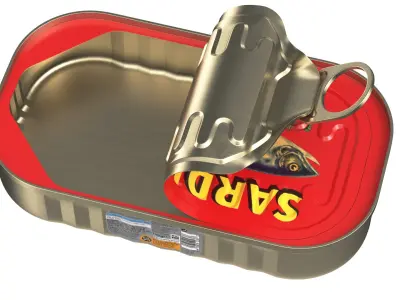 Detailed Opened Sardines Tin Can 3D model