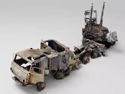 Pantsir-S1 missile system destroyed by Ukrainian army 3D model