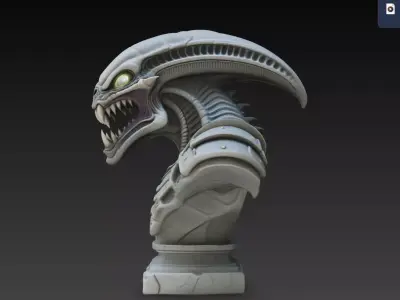 Xenomorph Alien Warrior Bust STL Model 3D print model