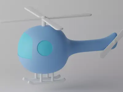Cartoon Cute Helicopter Low-poly 3D model