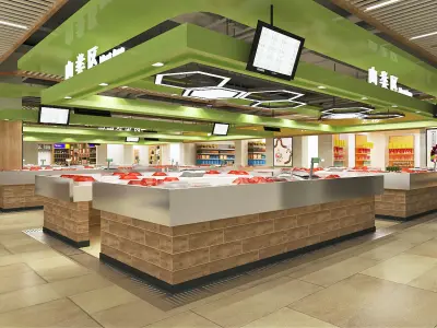 Food Market or Grocery Store or Supermarket 3D model