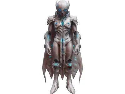 scifi fantasy bioluminescent morph guardian from another worl... 3D model