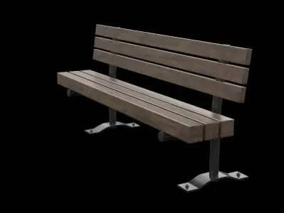 Public Bench V-06 Low-poly 3D model