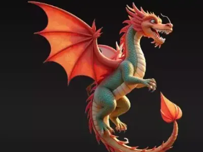 Cartoon Cute Fantasy Baby Dragon Stylized Fantasy 3D Model 3D model