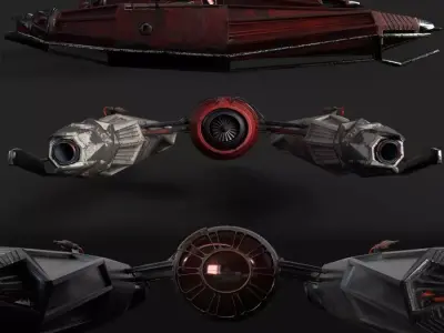  3D model 3D Spaceship Fighter Corvette 5 skins Low-poly 3D model