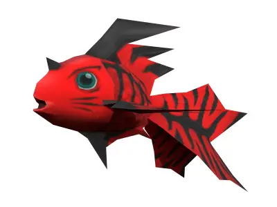 Tiger fish Low-poly 3D model