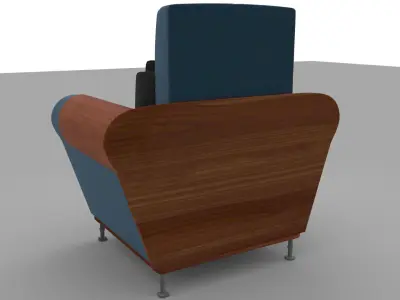 Fabric Armchair Wood Chair Sofa Pillow 001 Free 3D model