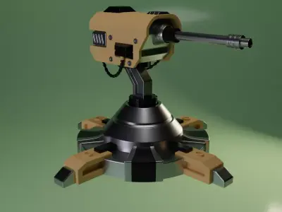 Combat laser turret Free low-poly 3D model