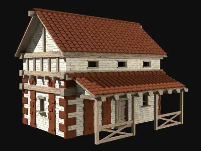 ROMAN ANCIENT GREEK STONE ROME HOUSE HUT BUILDING COLLECTION Low-poly 3D model