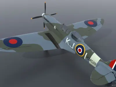 SPITFIRE TR MK9 - Rigged Low-poly 3D model