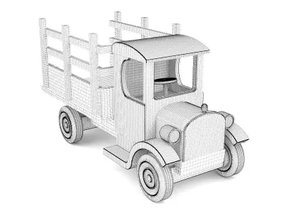 Wooden toy truck 11 3D model
