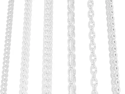 Chains group of chain links 3D model