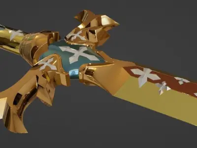 OSMANTHUS SWD 3D PRINT MODEL-FRAGANT OLIVE SWORD-made in Blender 3D model