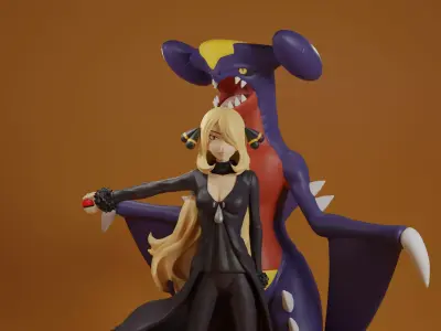 CYNTHIA AND GARCHOMP 3D print model