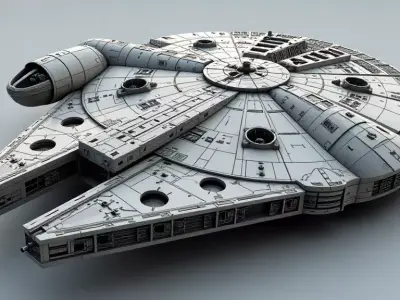 Millennium Falcon with Interior Star Wars 3D Model Low-poly 3D model