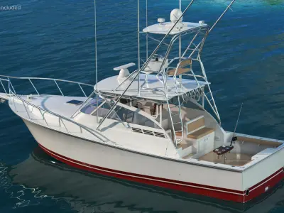 Used Sports Fishing Boat Henriques 35 Red 3D model