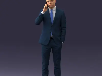 000182 Young Businessman on Phone 0911 3D model
