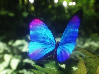 Blue Morpho Butterfly Low-poly 3D model