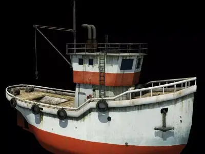 Fishing Boat Low-poly 3D model